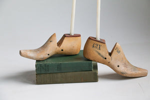 Rustic Wood Shoe Forms / Unique Candlestick Holders Circa  1948