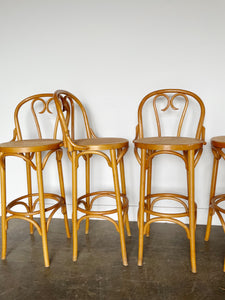 Thonet 1950s Rattan Bar Stools witch Cane Seats